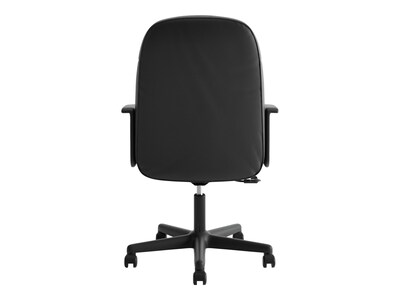 HON SofThread Leather High-Back Executive Chair, Center-Tilt, Fixed Arms, Black (BSXVL601SB11)