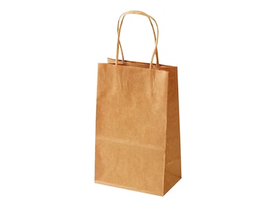 10.5" x 8.25" x 4.75" Kraft Paper Shopping Bags, Kraft, 250/Carton (KRAFT8510)