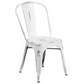 Flash Furniture Distressed White Metal Indoor Stackable Chair (ET3534WH)