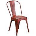 Flash Furniture Distressed Metal Indoor Stackable Chair, Kelly Red (ET3534RD)