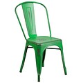 Flash Furniture Metal Indoor Stackable Chair, Distressed Green (ET3534GN)