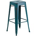 Flash Furniture 30 High Backless Distressed Metal Indoor Barstool, Kelly Blue (ETBT350330)