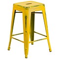 Flash Furniture 24 High Backless Distress Metal Indoor Counter-Height Stool, Yellow (ETBT350324YL)