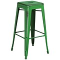 Flash Furniture 30 High Backless Distress Metal Indoor Barstool, Green (ETBT350330 lbs capacityGN)