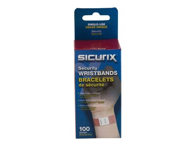 Baumgartens SICURIX Security Wrist Band, Red, 100/Pack (85020)