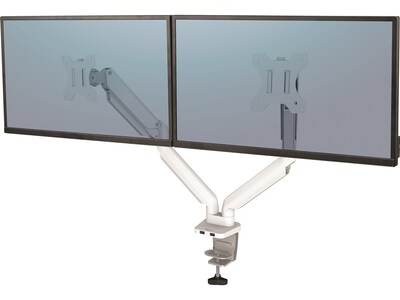 Fellowes Platinum Series Adjustable Dual Monitor Arm, Up to 32", White (8056301)