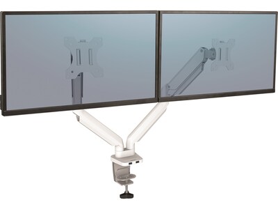 Fellowes Platinum Series Adjustable Dual Monitor Arm, Up to 32", White (8056301)
