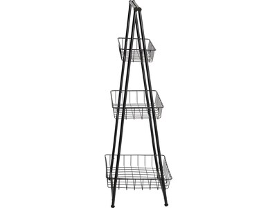 Honey-Can-Do 3-Tier Metal Stand Alone Folding A-Frame Entryway Shelf, 17", Black (SHF-08580)