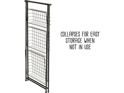 Honey-Can-Do 3-Tier Metal Stand Alone Folding A-Frame Entryway Shelf, 17", Black (SHF-08580)