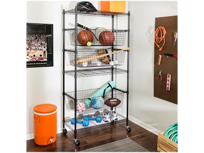 Honey-Can-Do 3-Shelf Metal Sports Equipment Storage Unit, 36, Black (SHF-08200)