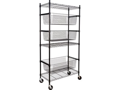 Honey-Can-Do 3-Shelf Metal Sports Equipment Storage Unit, 36", Black (SHF-08200)