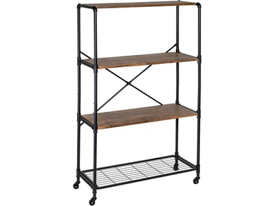 Honey-Can-Do 4-Shelf 63H Steel Mobile Bookcase, Black (SHF-08838)