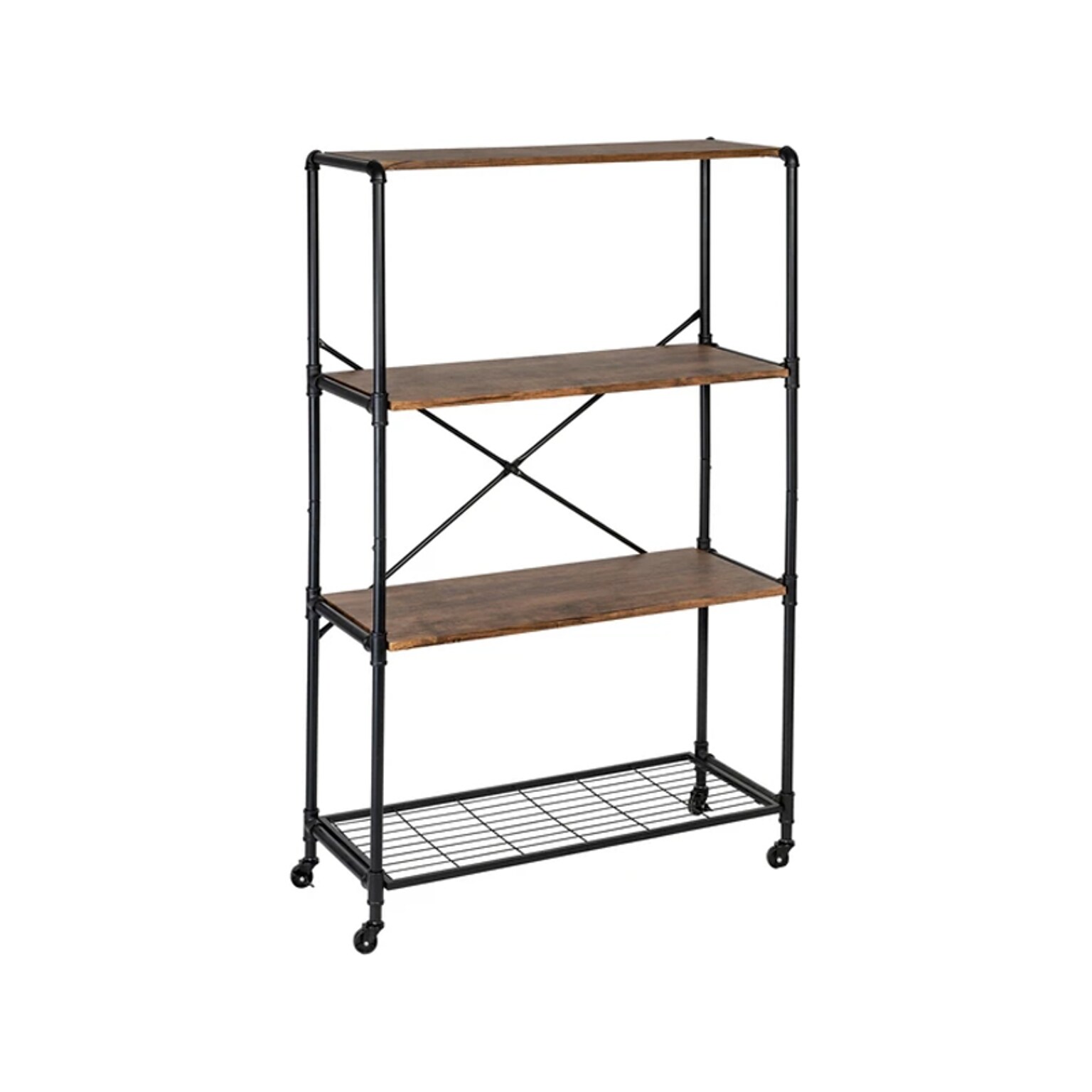 HoneyCanDo 4Shelf 63"H Steel Mobile Bookcase, Black (SHF08838
