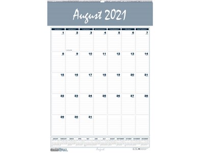 2021-2022 House of Doolittle 31.26 x 22 Academic Wall Calendar, Bar Harbor, White/Blue/Black (354-22)