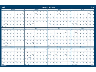 2022 House of Doolittle 33 x 66 Wall Calendar, Wipe Off Classic, White/Blue (3962-22)