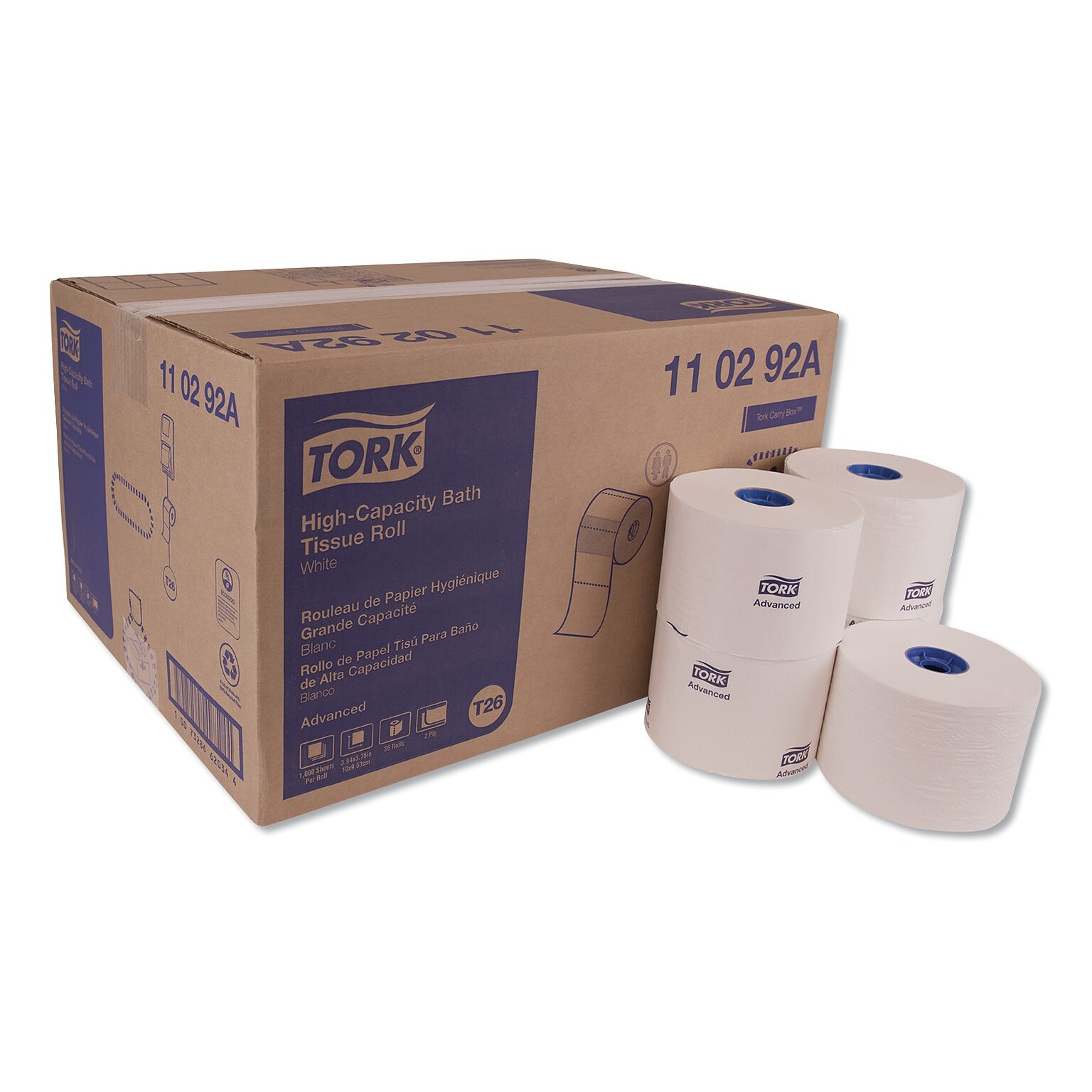 Tork Advanced Jumbo Toilet Paper, 2-ply, White, 36 Rolls/Carton (TRK110292A)