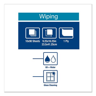 Tork Heavy-Duty Paper Wiper, 9.25 x 16.25, White, 90 Wipes/Box, 10 Boxes/Carton (TRK450175)
