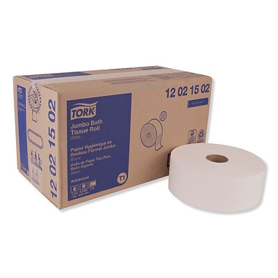 Tork Advanced Jumbo Bath Tissue, Septic Safe, 2-Ply, White, 1600 ft/Roll, 6 Rolls/Carton (TRK12021502)