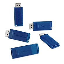 Verbatim Classic USB 2.0 Flash Drive, 8 GB, Blue, 5/Pack (VER99121)