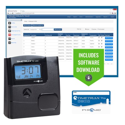 Pyramid TimeTrax EZ Proximity Time Clock System 500 Employees Black (PPDLAUBKN)