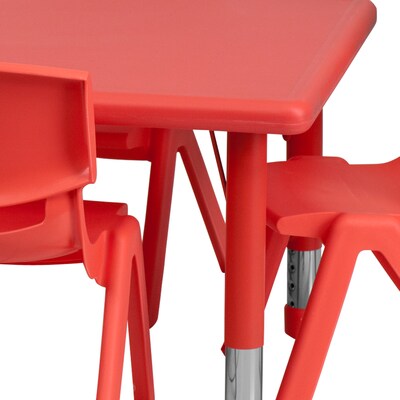 Flash Furniture 24"W x 48"L Height Adjustable Rectangular Plastic Activity Table Set, Red