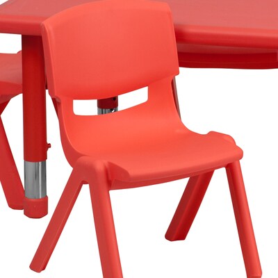 Flash Furniture 24"W x 48"L Height Adjustable Rectangular Plastic Activity Table Set, Red