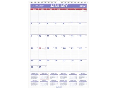 2022 AT-A-GLANCE 22.75 x 15.5 Wall Calendar, White (PM3-28-22)