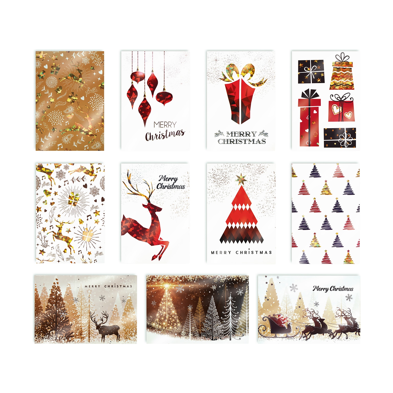 Better Office Christmas Cards with Envelopes, 6 x 4, Assorted Colors, 100/Pack (64590)