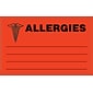 Allergy Warning Medical Labels, Allergies, Fluorescent Red, 2-1/2x4, 100 Labels (37067)