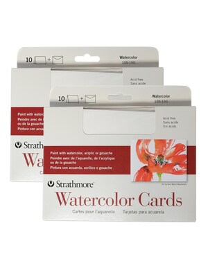 Strathmore Watercolor Blank Cards with Envelopes, 5 x 6.875, White, 20 Cards/Pack (56240-PK2)