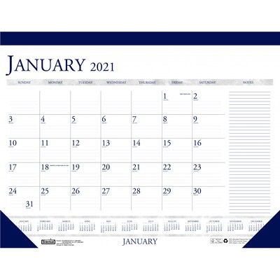 2021 House of Doolittle 13 x 18.5 Desk Pad Calendar, Classic, White (1646-21)