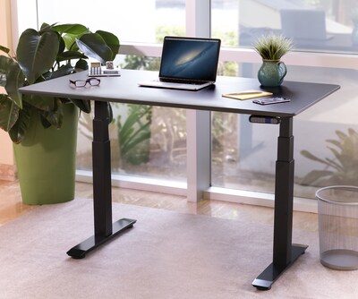 Seville Classics AIRLIFT 26-51H Metal Electric Standing Desk, Black with Black Top (OFFK65818)