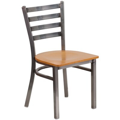 Flash Furniture HERCULES Series Metal Back Wood Restaurant Chair, Clear Coated/Natural Wood (XUDG694CLADNATW)