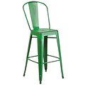 Flash Furniture 30 High Distressed Green Metal Indoor Barstool with Back (ET353430GN)