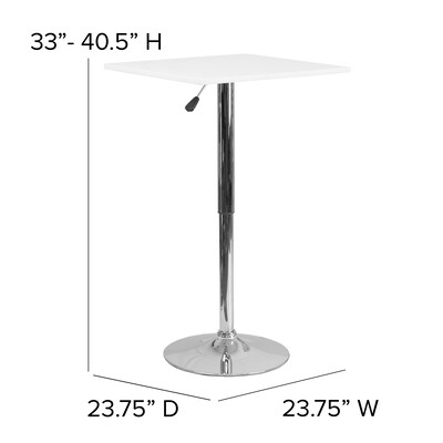 Flash Furniture 23.75'' Square Adjustable-Height White Wood Table (Adjustable 33'' to 40.5'') (CH1)