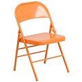 Flash Furniture HERCULES COLORBURST Series Orange Marmalade Double Hinged Metal Folding Chair (HF3-ORANGE-GG)