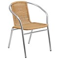 Flash Furniture Aluminum and Rattan Commercial Indoor-Outdoor Restaurant Stack Chair, Beige (TLH-020-BGE-GG)