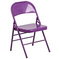 Flash Furniture HERCULES COLORBURST Series Impulsive Purple Triple Braced & Double Hinged Metal Folding Chair (HF3-PUR-GG)