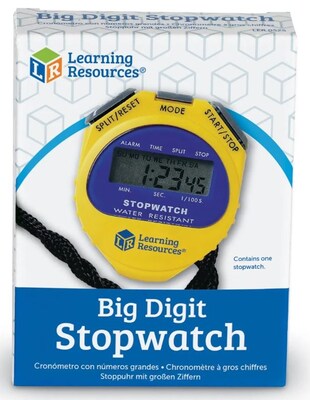 Learning Resources Big Digit LCD Waterproof Stopwatch, Yellow (LER0525)