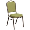 Flash Furniture HERCULES Series Crown Back Stacking Banquet Chair with Citron Fabric and 2.5 Thick Seat, Gold Vein Frame