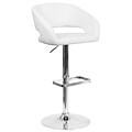 Contemporary White Vinyl Adjustable Height Barstool with Chrome Base [CH-122070-WH-GG]