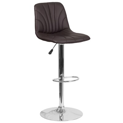 Contemporary Brown Vinyl Adjustable Height Barstool with Chrome Base [DS-8220-BRN-GG]