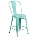 24 High Mint Green Metal Indoor-Outdoor Counter Height Stool with Back [ET-3534-24-MINT-GG]