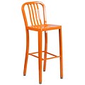 30 High Orange Metal Indoor-Outdoor Barstool with Vertical Slat Back [CH-61200-30-OR-GG]