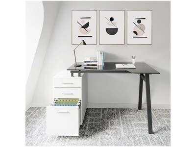 Techni Mobili 59" Glass Computer Desk, Black/White (RTA-3377D-WHT)