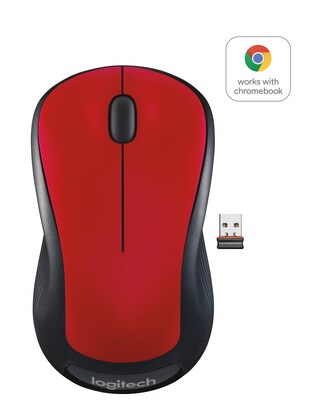 Logitech M310 Wireless Ambidextrous Optical USB Mouse, Flame Red (910-002486)