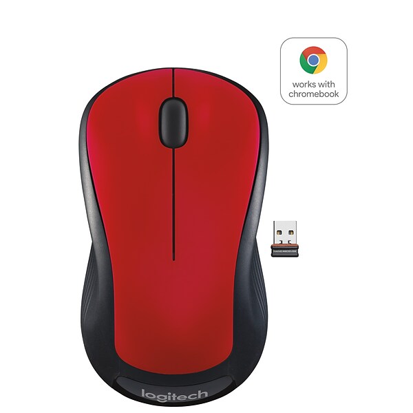 Logitech M310 Wireless Optical Mouse, Flame Red Gloss (910-002486) Quill.com