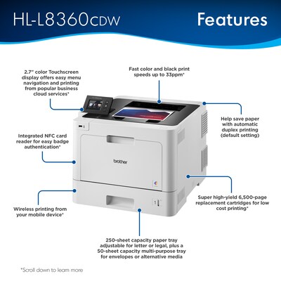Brother HL-L8360CDW Wireless Color Laser Printer, Single-Function, Print