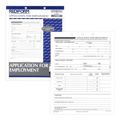 Rediform Applications For Employment, 8-1/2 x 11, White, 50/Pad (REDM66026NR)