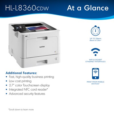 Brother HL-L8360CDW Wireless Color Laser Printer, Single-Function, Print